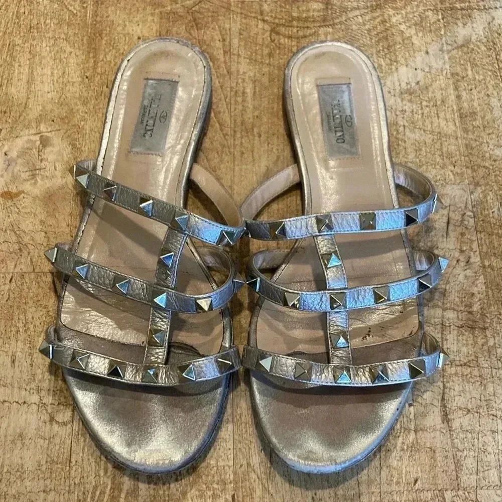 Valentino Women's Silver Studded Sandals